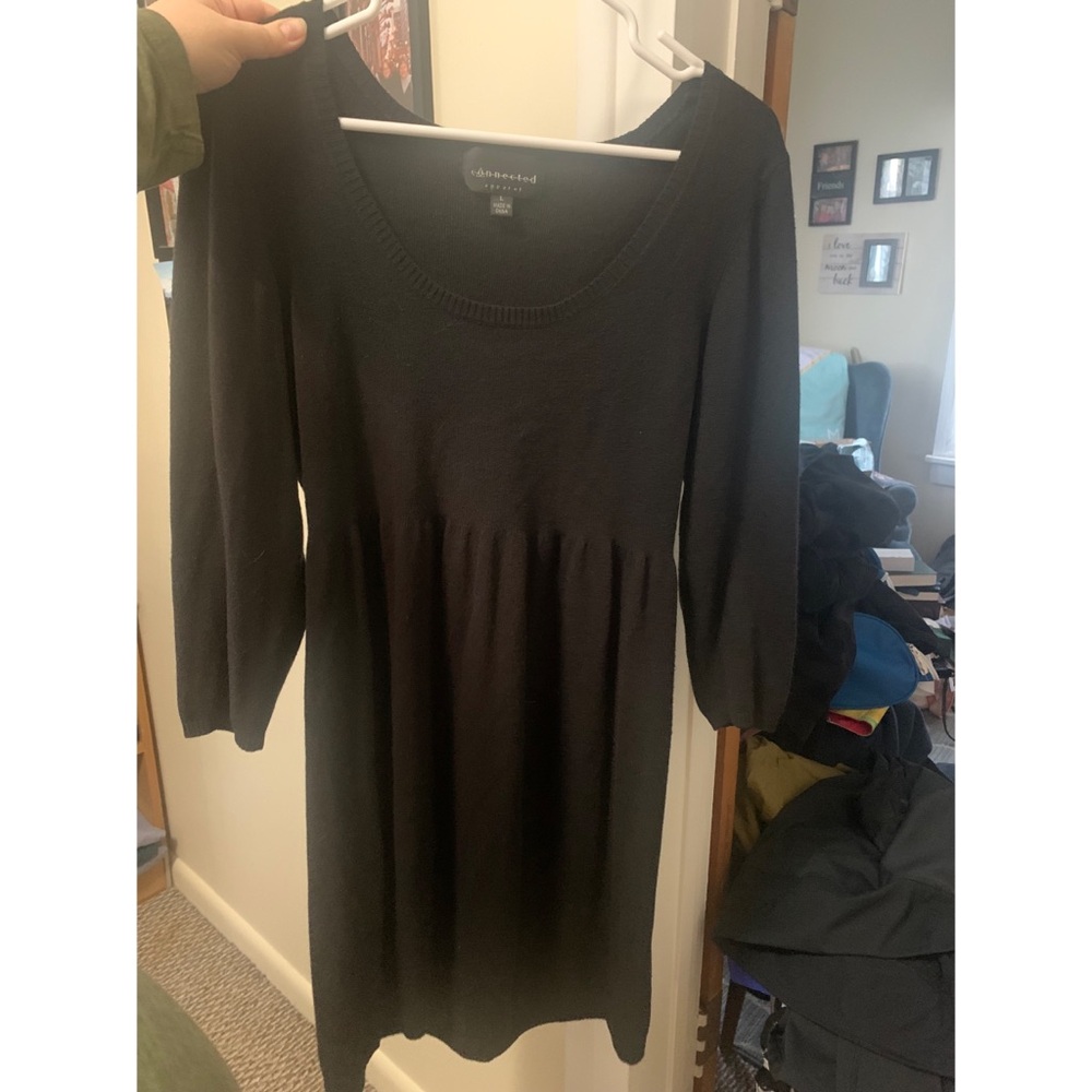 Black 3/4 Sleeve Sweater Dress